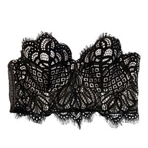 Black eyelash Lace Bra 36C Coquette Gothic Romantic strapless rage whimsigoth